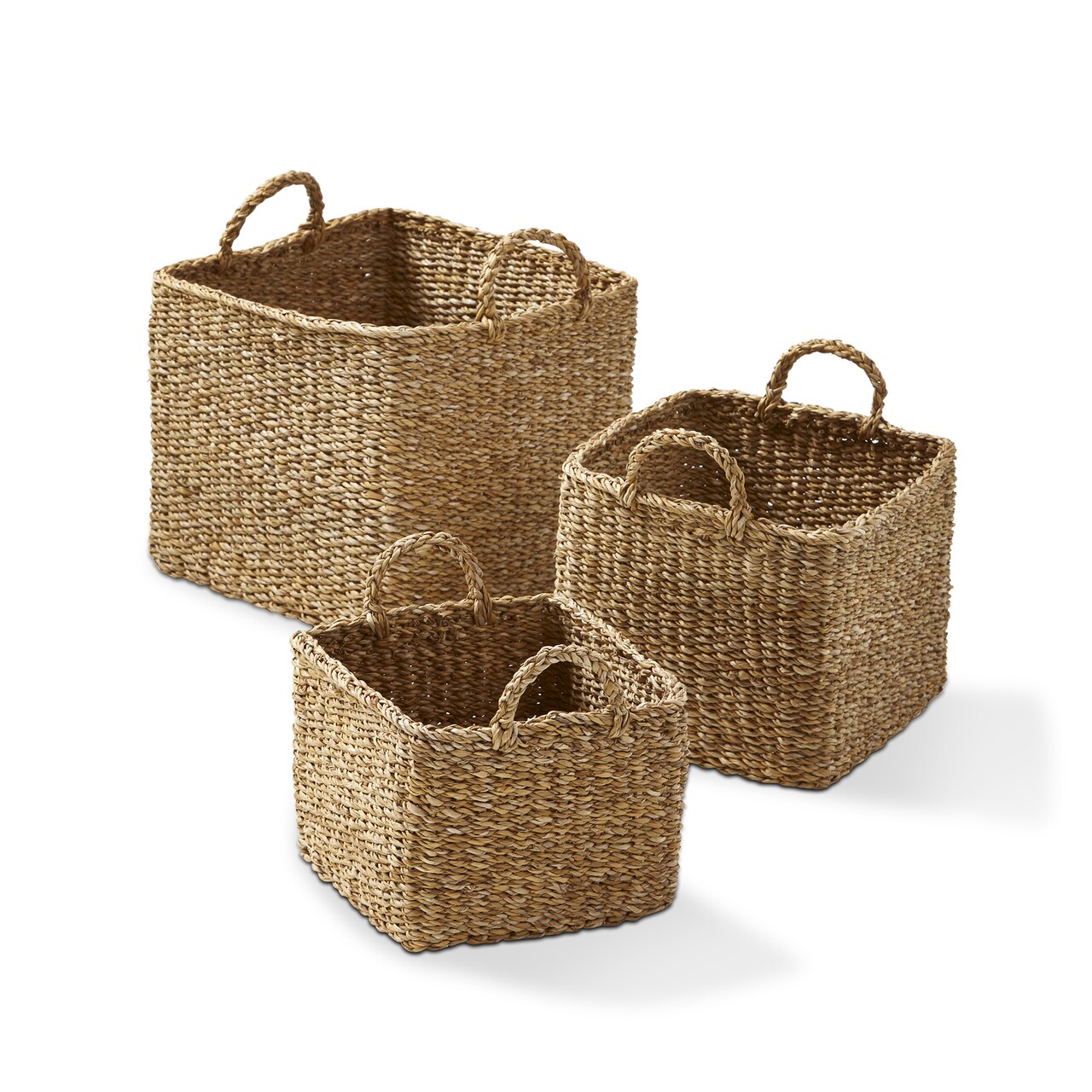 Natural Seagrass Square Decorative Basket for Everyday Use - 12" H x 14" L x 14" W - Easy to Clean